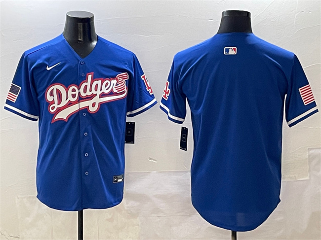 Men's Los Angeles Dodgers Blank Royal With American Flag Patch Limited Stitched Baseball Jersey Men's Los Angeles Dodgers Blank Royal With American Flag Patch Limited Stitched Baseball Jersey